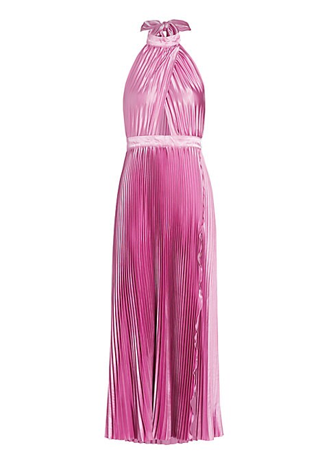 Elegant Pleat Halter Gown