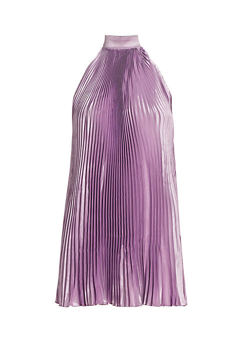 Satin Pleat Mini Dress