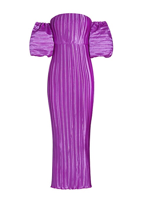 Elegant Off-Shoulder Pleats