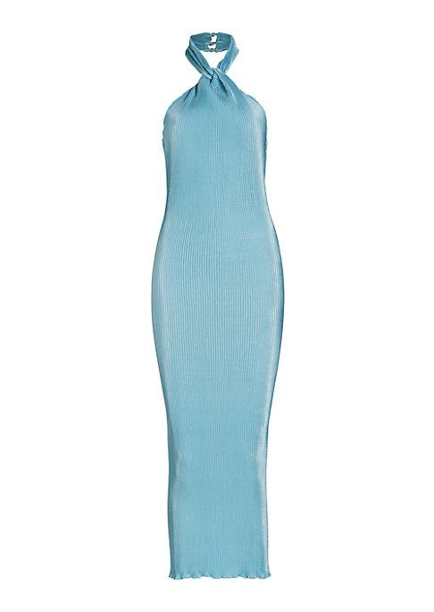 Pleated Halter Midi Dress
