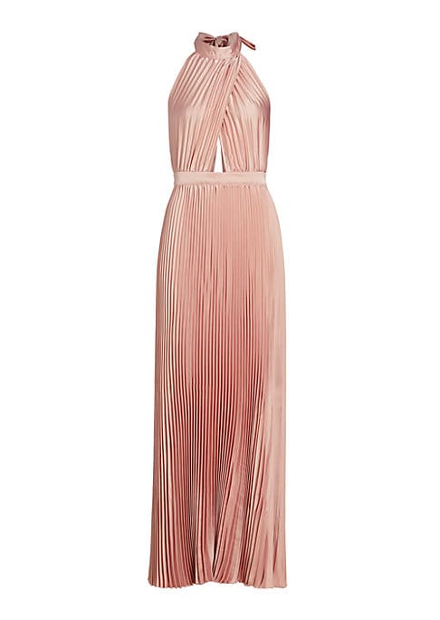 Lustrous Satin Pleat Gown