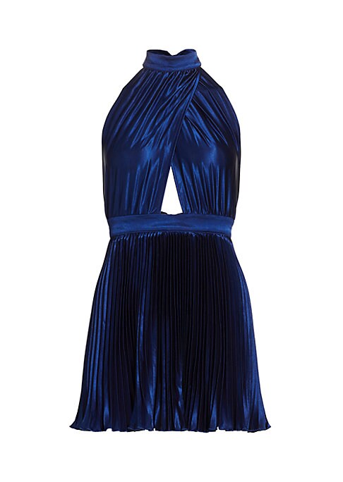Satin Pleat Mini Dress