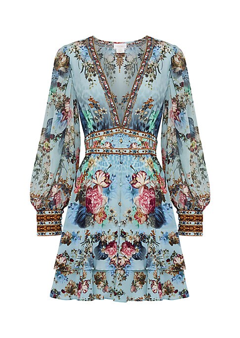 Floral Frill Silk Dress