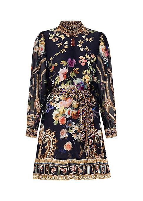 Floral Ruffle Silk Dress