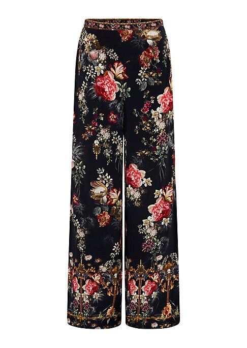 Ornate Floral Silk Trousers