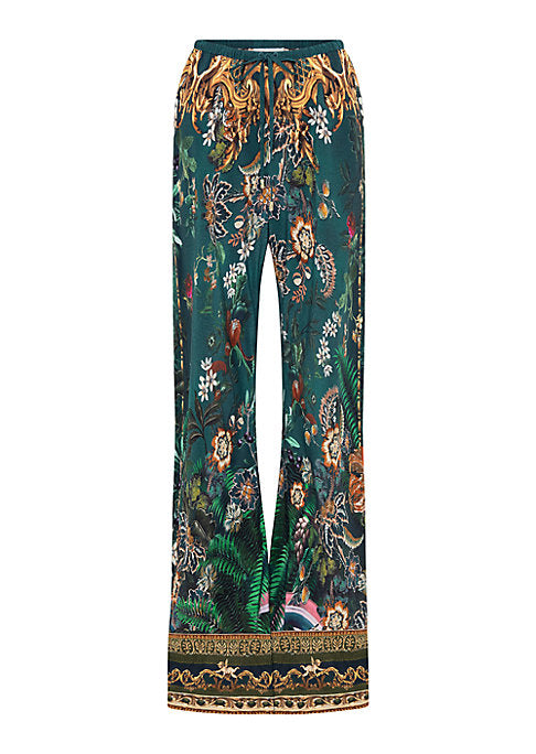 Elegant Floral Silk Trousers