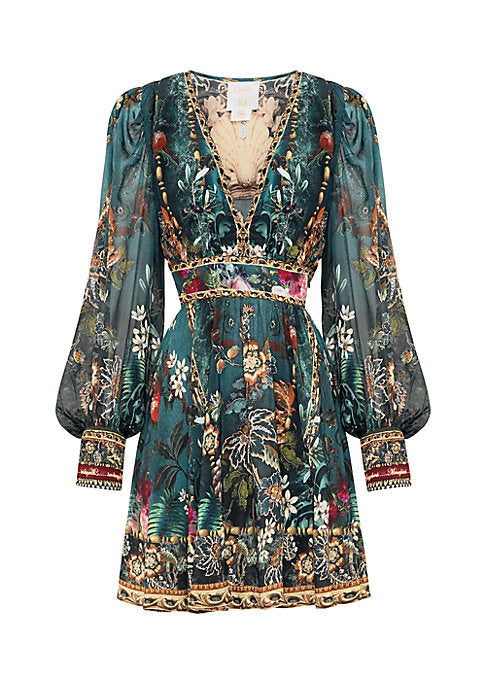 Silk Blouson Sleeve Dress