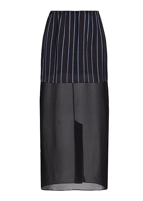Sheer Stripes Midi Skirt